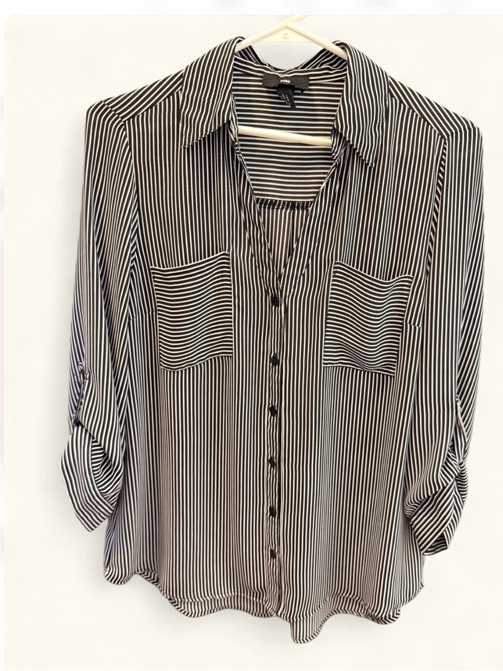 IZ Byer button down stripe blouse